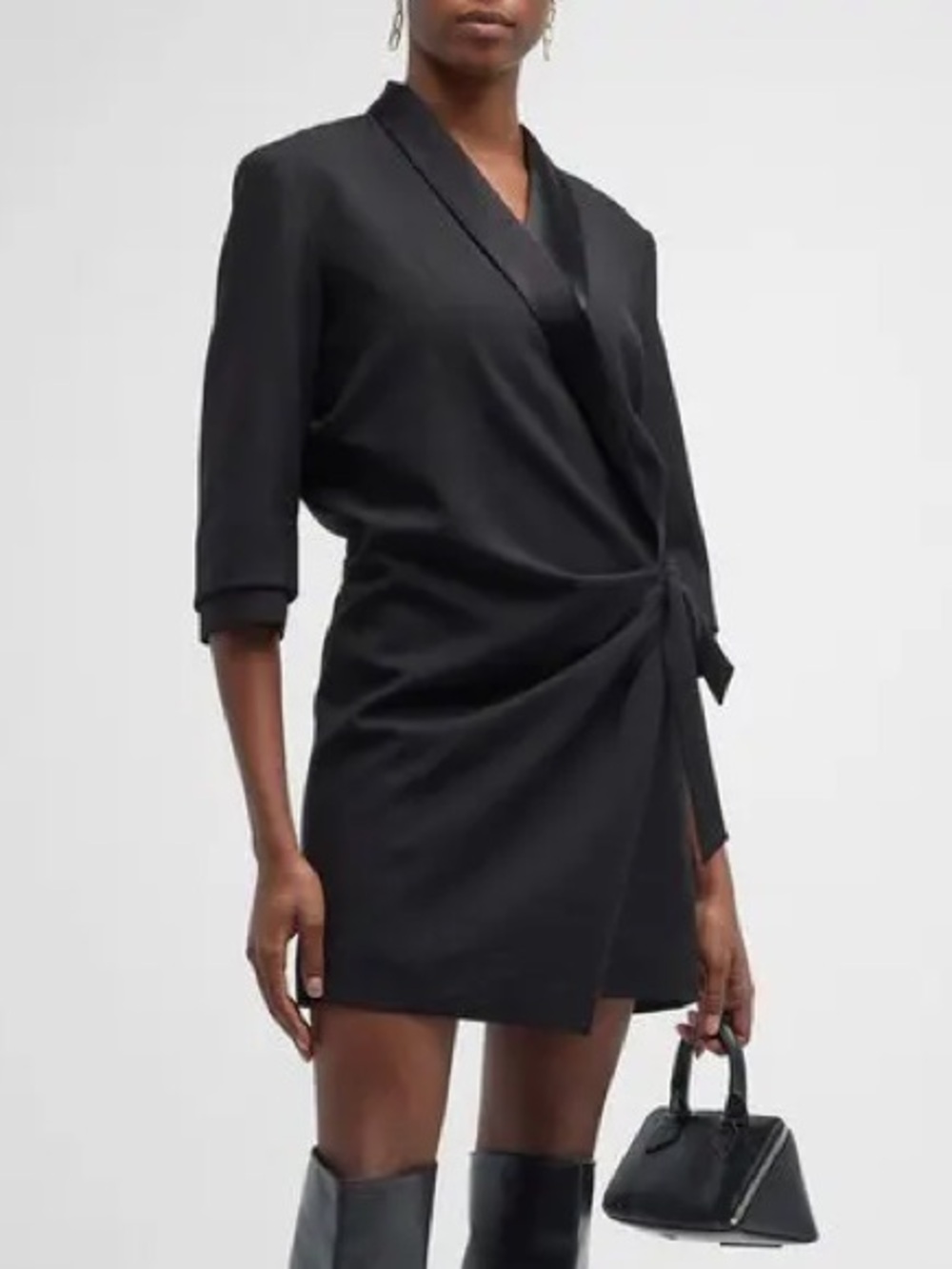 Frame tuxedo mini wrap dress S